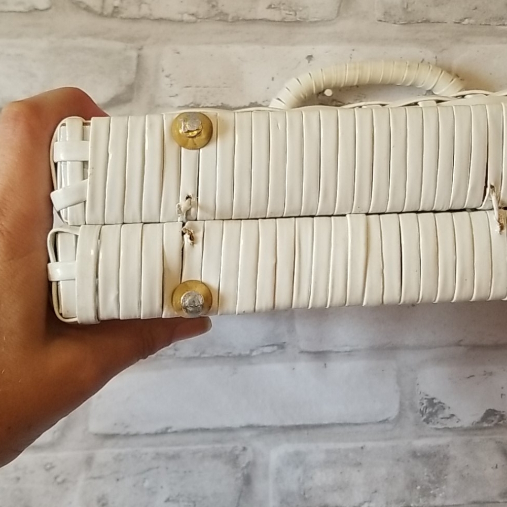 Vintage wood panel purse wicker look - Picture 7 of 8